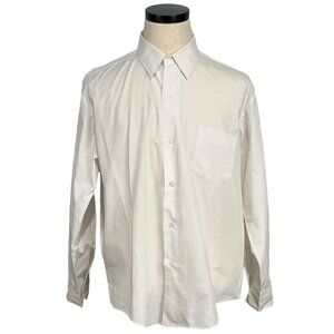 Vintage 70s Kmart Mens White Button-Up Long Sleeve Shirt 17-34 Permanent Press